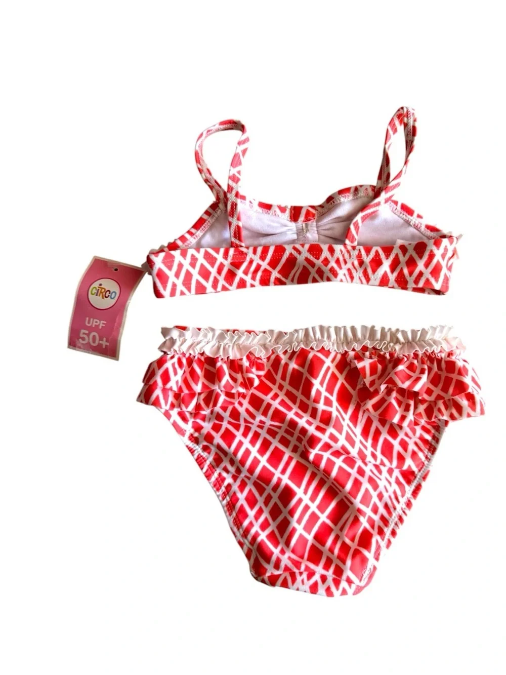 Circo Girls Two-Piece Ruffle Bikini Set - Coral/White.   Size 2 T